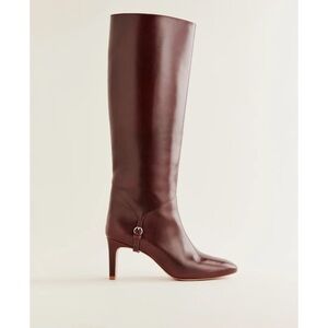 New Reformation Gaelle Knee Heeled Leather Boots Ruby Red 7
